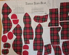 Tartan Teddy Bear by Wamsutta Cut and Sew Fabric Panel Plaid Stuffed Toy Decor