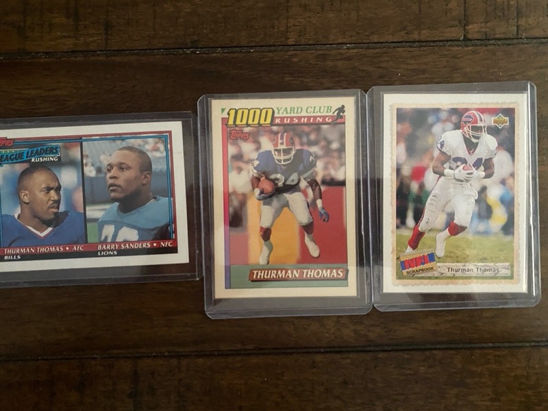 Lot Of (3) Thurman Thomas W/ Barry Sanders 1990-1992 Topps & Upper Deck
