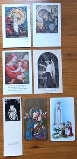 7 religiöse Heiligenbildchen / Spruchbildchen