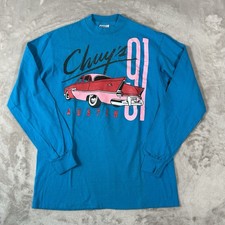 Vintage 1989 Chuy's Austin Texas Shirt L Single Stitch Car Graphic USA Made RARE