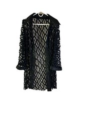 Vintage Y2K Womens One Size Sheer Black Mesh Duster Jacket Rave Whimsigoth