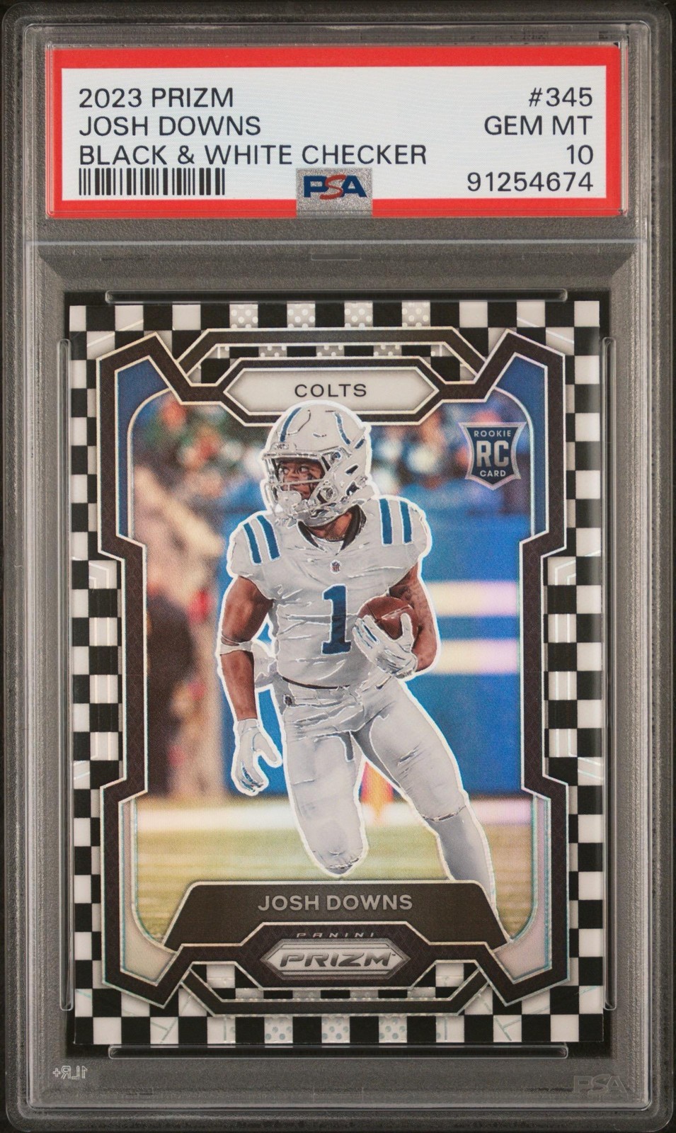 Josh Downs 2023 Panini Prizm #345 Black White Checker PSA 10 Rookie Colts