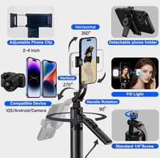 2026 New Model AI Selfie Stick Stand With Fill Light 360 Face Tracking