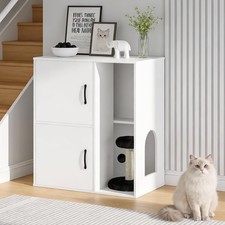 Double Cat Litter Box Enclosure for 2 Cats, Hidden Litter Box Furniture with ...