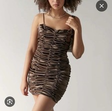 Urban Outfitters Metallic Brown Ruched Dress Size XS