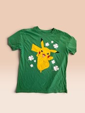Pokemon Boys Size M Pikachu Shamrock St Patrick's Day Graphic T-Shirt Green