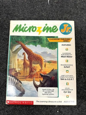 Microzine Jr Scholastic Apple II IIe IIc IIgs Vintage Educational Software Disk
