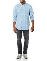 Amazon Essentials Herren Langarm Business Hemd Vichy-Muster