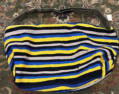Ashanti Designs Zuzu Bright Banana Bag Beach Tote Woven Boho Blue Yellow African