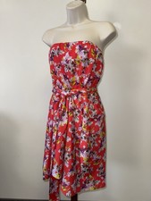 Express (4) Red Strapless Midi Floral Dress