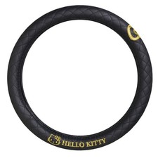 Seiwa Car Steering Wheel Cover Kt488 Black Gold Hello Kitty