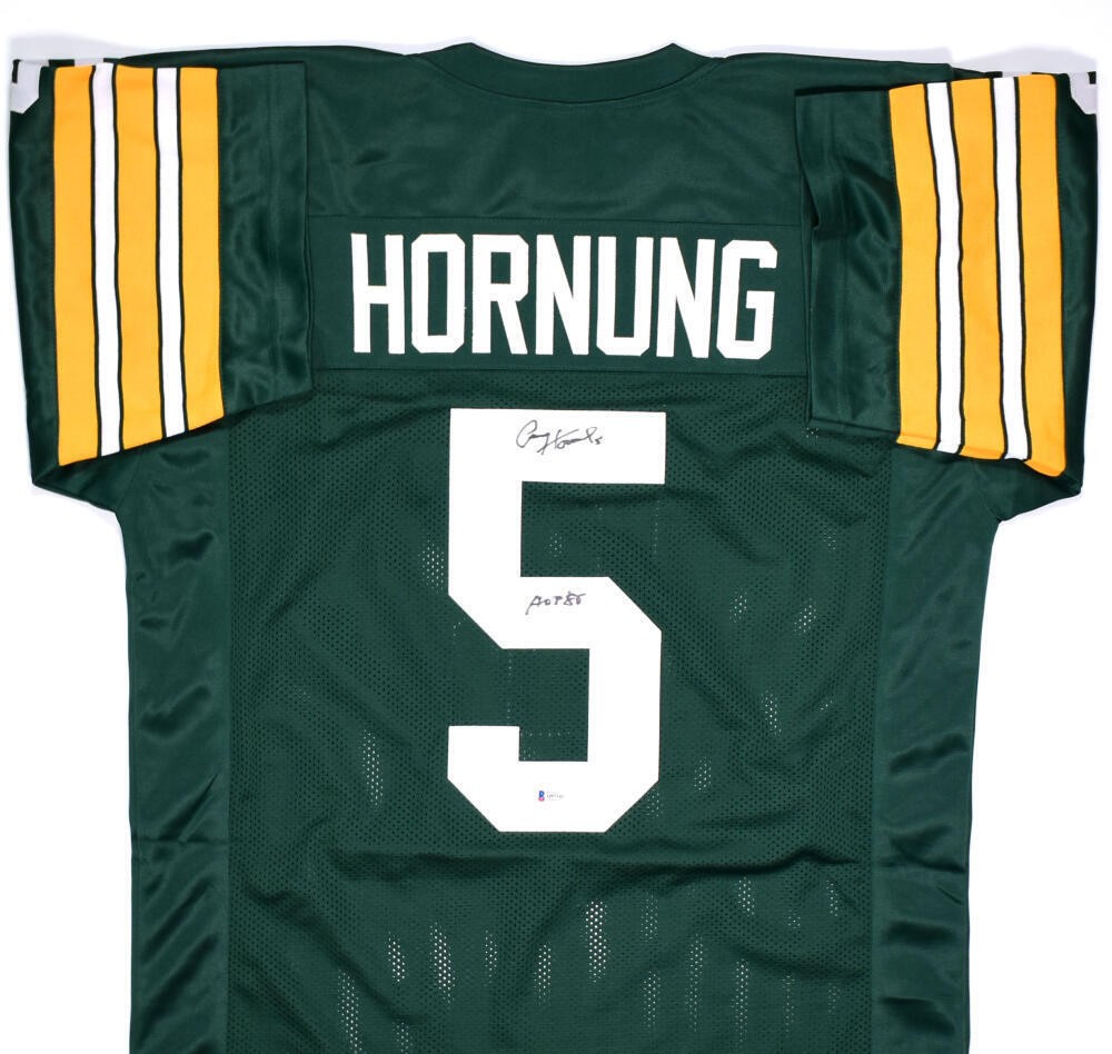 Paul Hornung Autographed Signed Green Bay Packers Green Pro Style Jersey w/HOF - Beckett *Black 