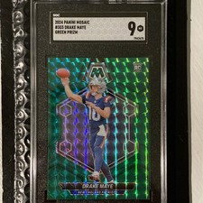 Panini Mosaic 2024 Drake Maye #303 Green Mosaic Prizm Rookie SGC 9 Patriots 