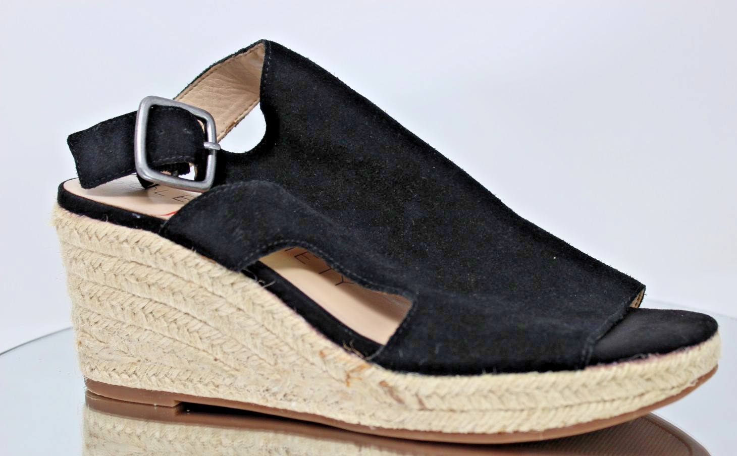 SAOLA Sole Society Camreigh sandali neri con zeppa espadrillas slingback taglia 7 5 M