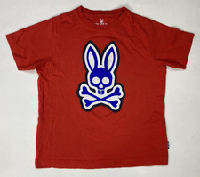 Psycho Bunny Graphic T-shirt Boys Size Small 7-8 Red Big Logo Short Sleeve