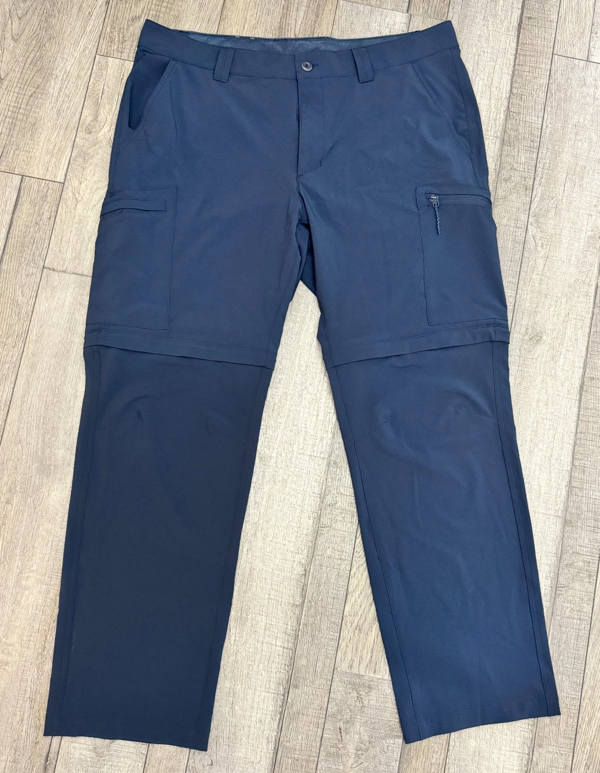 Columbia PFG Fishing Hiking Pants 38x32 Navy Blue Zip Off Convertible Shorts