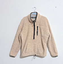 Sherpa Victoria Secret Blush Pink Cream Pullover Fleece Sz S Long Sleeve 1/4 Zip