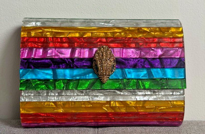 Kurt Geiger Cutch Bag Regenbogen Marmor Optik Party Adler Neu mit Etikett UVP 139£ Gratis  