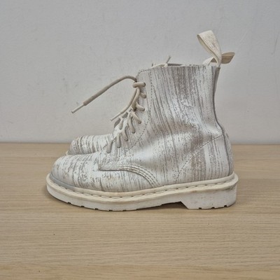 Dr. Martens 1460 Pascal Painter Splash weiße weiche Leder Stiefeletten Größe UK 6