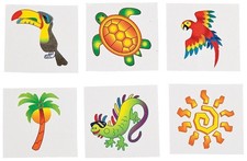 72ct Tropical Kids Tattoos Party Favors Temporary Summer Luau Party