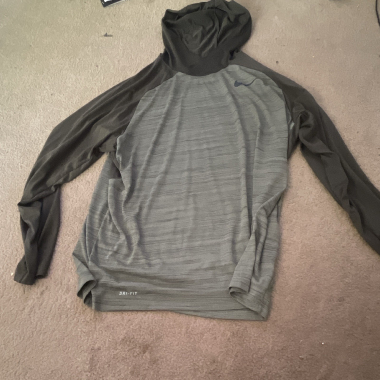 Nike Dri-FIT Pullover Hoodie XXL Gray Black Men's Moisture Wicking Lightweight