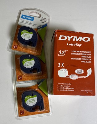 Dymo LetraTag Pack Paper Label Refills White 1/2x13 Ft Box of 3 2 packs. NEW 