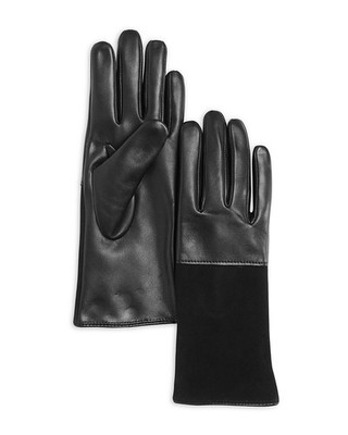 Bloomingdale's Texture Block Cashmere Lined Leather Gloves MADE IN ITALY  6