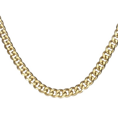Mens Chains Necklaces 7mm 9 Inch Long Stainless Steel Chain Necklace, Gold