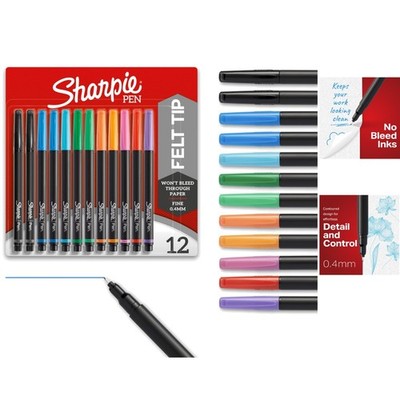 Quick-Drying Assorted Color Fine Point Pens - 12 Count for Art & Writing