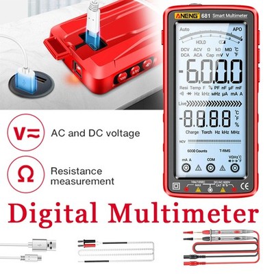 Smart LCD Digital Multimeter 6k Zählungen AC/DC Spannung Tester Widerstand Meter