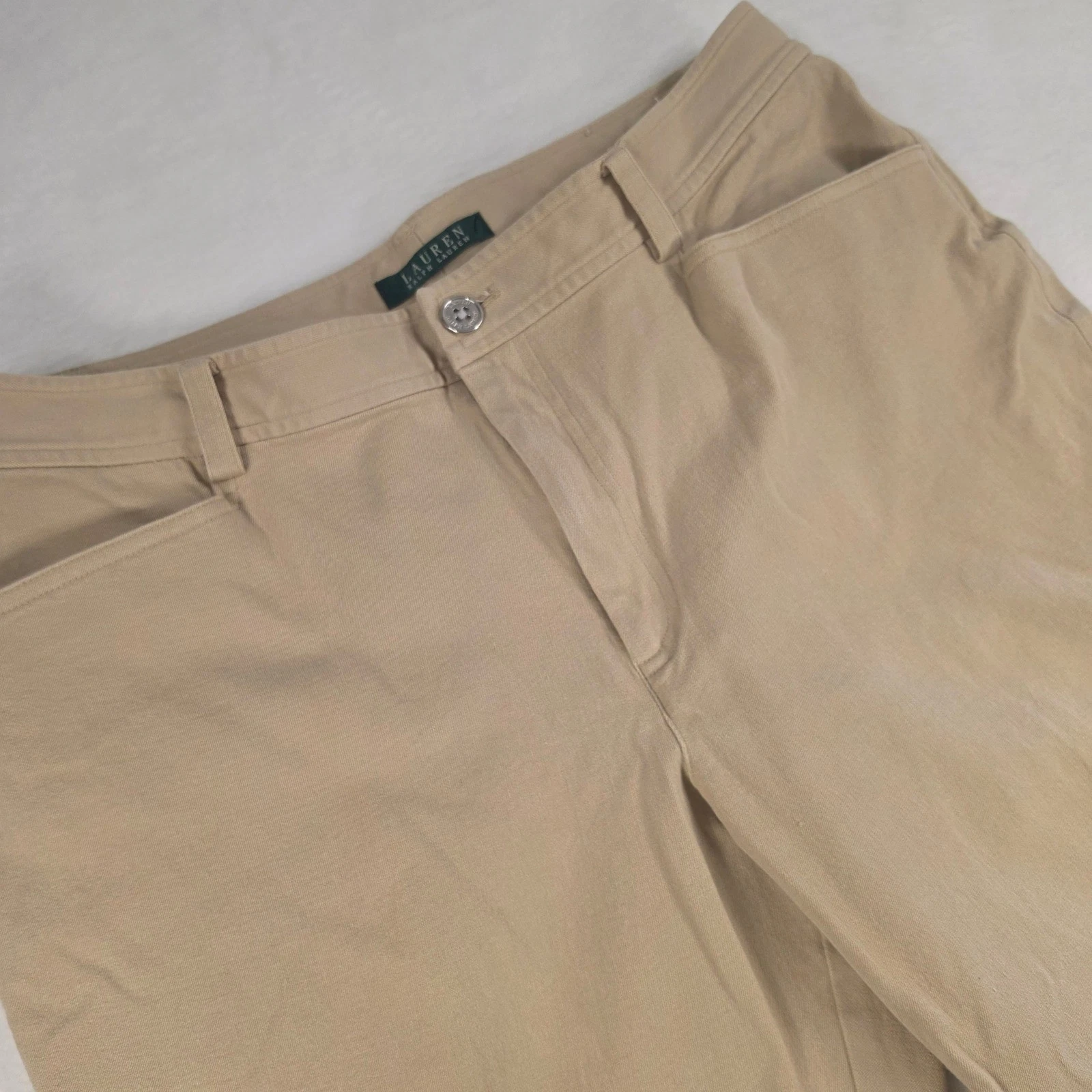 Lauren Ralph Lauren Tan Capri Pants Womens 12 Cuffed Cropped Trousers Stretch