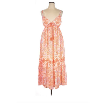 open lace back dress Cotton Blush Pink Floral Midi Sundress with Pockets PromGirl