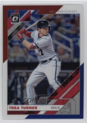 2019 Donruss Optic Red White & Blue 150th Anniversary Prizm Trea Turner 1rb3