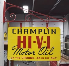 Champlin HI-V-I Motor Oil Double Sided Porcelain Sign
