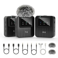 Wireless Lavalier Microphone for iPhone 16/15/14,Android,Camera,ipad and Lapt...