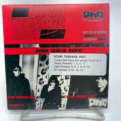 Atari Teenage Riot   Burn, Berlin, Burn! CD 1997 Advance Promo Digital Hardcore