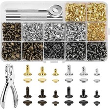 480 Sets Rivets for Leather, 4 Colors 3 Sizes Leather Rivets Kit, Double
