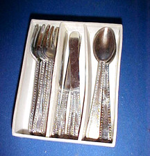 Doll Size Silverware Set of 12 pieces in storage box