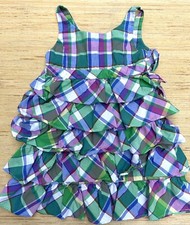Ralph Lauren Girls Plaid Summer Ruffle Dress Size 5