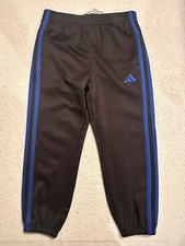 Adidas Kids Track jogger pants 3 stripes, Blue and Black, Size 4