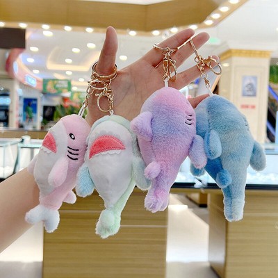 1PC Rainbow Shark Pendant Plush Toy Cute Colorful Deep Sea Dreamy Keychain