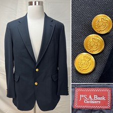 Men's Jos. A. Bank Navy Blue Gold 2-Button Single Vent 44L Blazer Jacket Coat