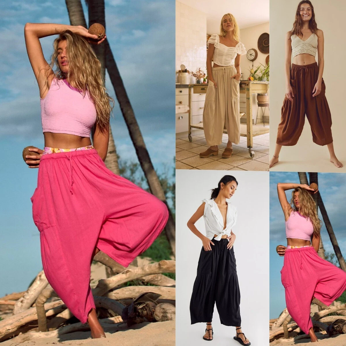 Women's Quinn Cargo Pants Plus Size Wide Leg Linen Pants