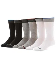 Perry Ellis Portfolio Men's 6-Pk. Speed Dry Comfort Stretch Tipped Crew Socks NW