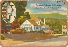METAL SIGN - New York Postcard - Diamond Farm Rotisserie. Albany Post Road, Col