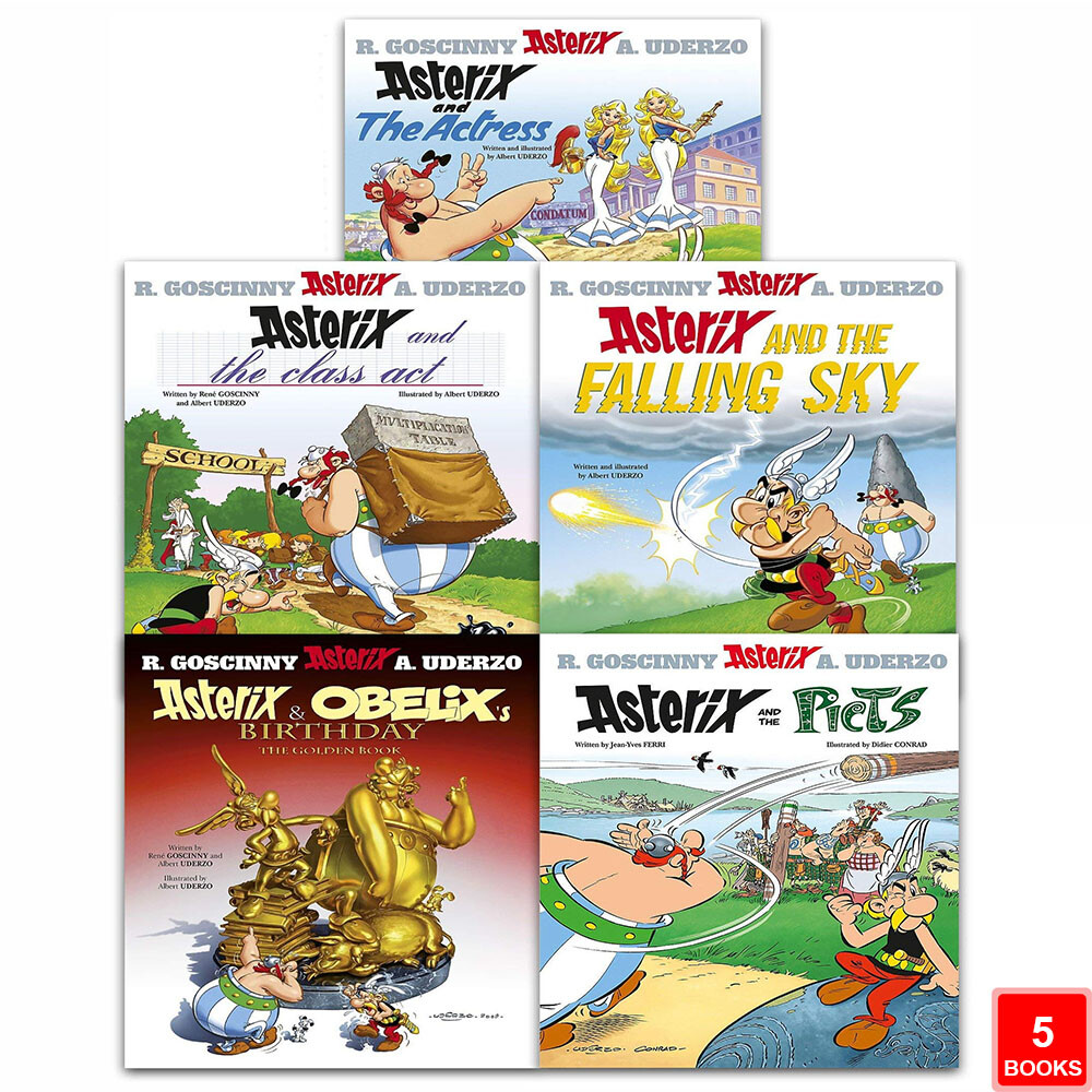 Asterix Series 7 Collection 5 Books Set (Book 31-35) Falling Sky, Obelixs Birthd