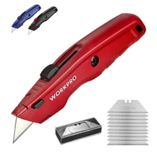 WORKPRO Premium Utility Blade Knife Retractable All Metal Heavy Duty Box Cutter
