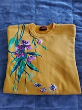 Kenzo Womens Yellow Floral Pullover Long Sleeve Sweatshirt SZ M: Made in JAPAN