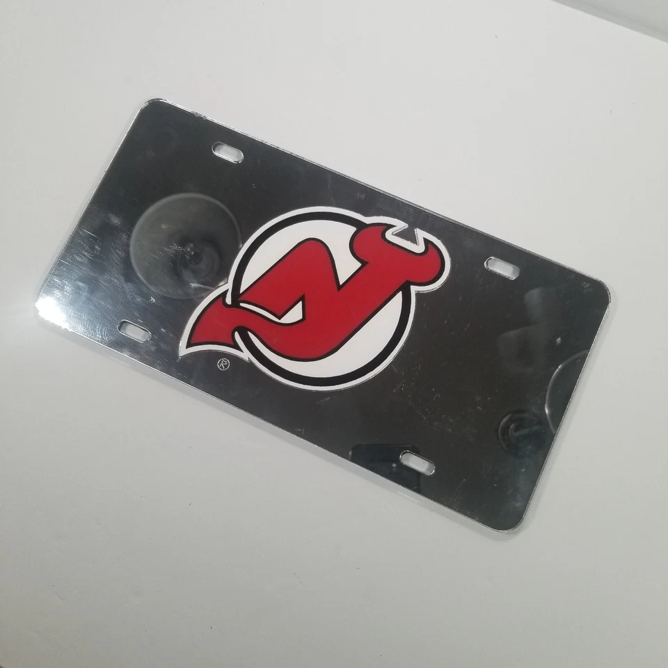 NHL New Jersey Devils Laser Art Work Collection License Plate Tag - Silver - Image 2 of 4