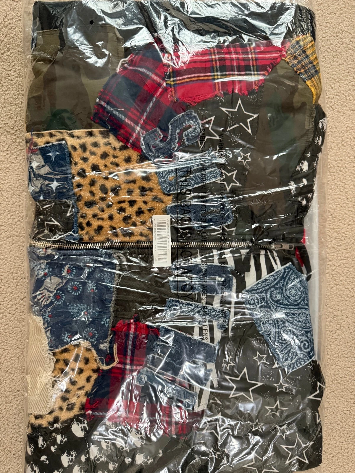 Felpa Supreme Patchwork con cappuccio e zip XXL FW22